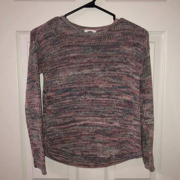 Old navy cotton knit sweater pink multi size M-8 - Picture 2 of 6
